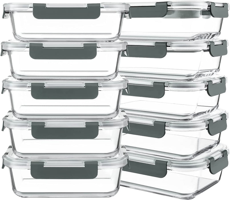 10 Packs 30 oz Glass Meal Prep Containers with Lids