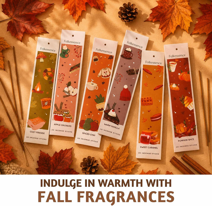 Premium Fall Incense Sticks Vanilla, Pumpkin Spice, Pack of 6
