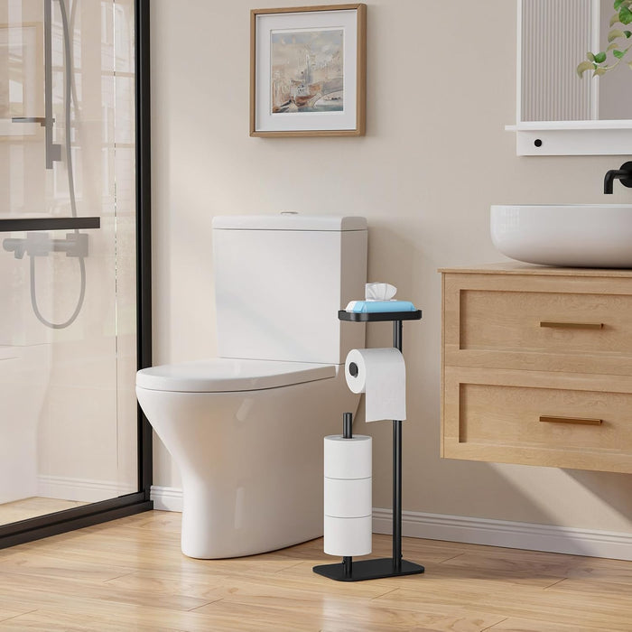 Metal Toilet Paper Holder Free Standing, Medium, Black