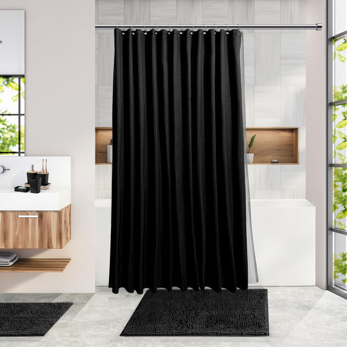 Black Bathroom Set, Shower Curtain Set, Bathroom Accessory Set