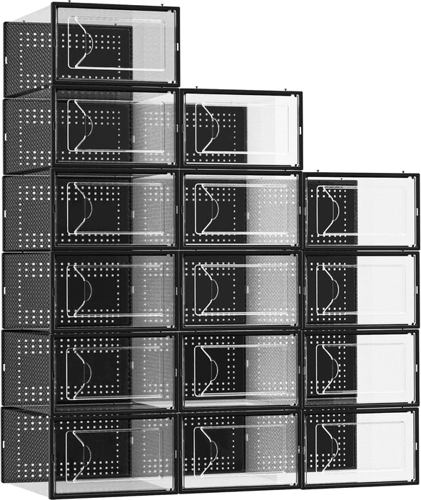 15 Pack Shoe Storage Organizer Box Container Clear Plastic Stackable