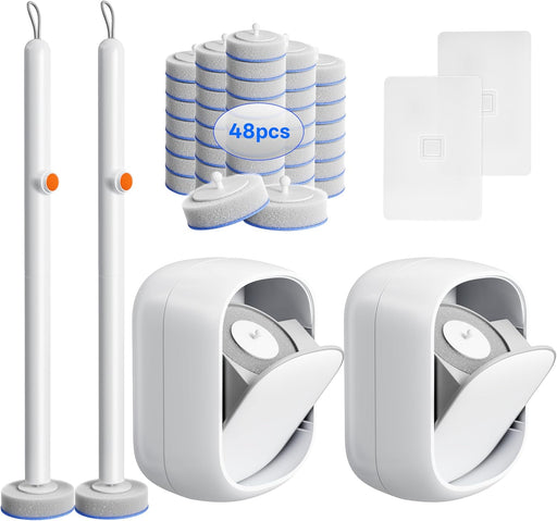 Disposable Toilet Cleaning System - Toilet Brush Kit with 36 High-Performance Refills, Wall Mounted Toilet Brush and Holder for Deep Cleaning Bathroom (2 Toilet Brush+48 Refills)