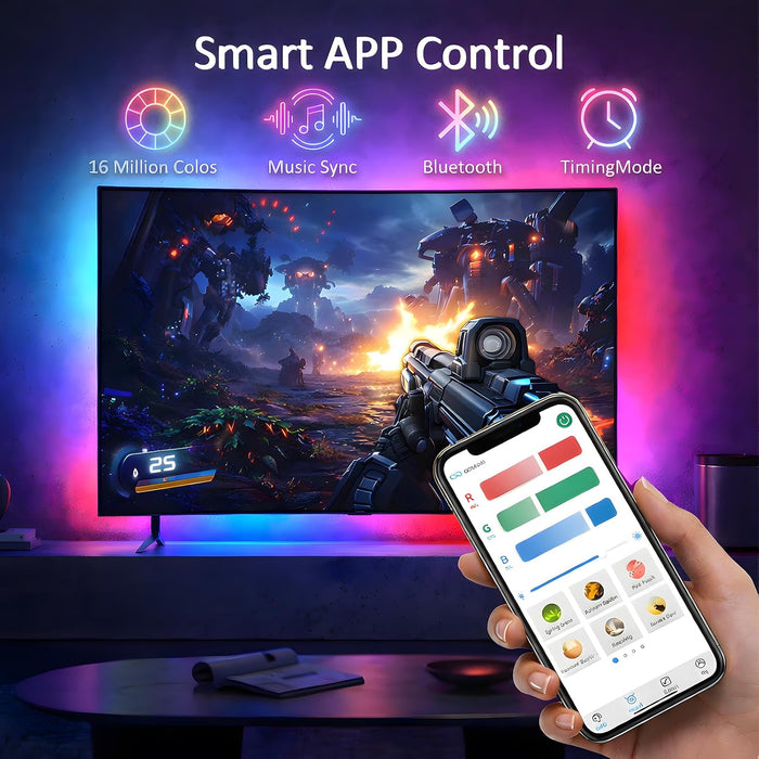 TV Backlight, Music Sync Bluetooth LED TV Lights for 55-65"