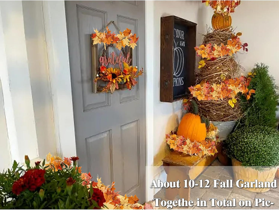 2Pcs 13FT Artificial Fall Leaves Garland for Thanksgiving Decor