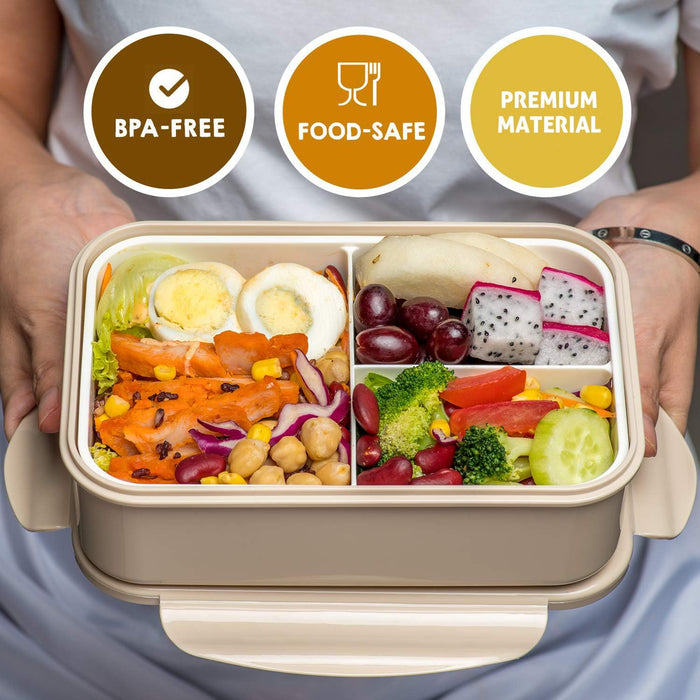 Bento Box for Adults and Kids - 1400ML Portable, Lightweight, Easy to Carry Meal Holder with Spoon & Fork, Durable, Leak