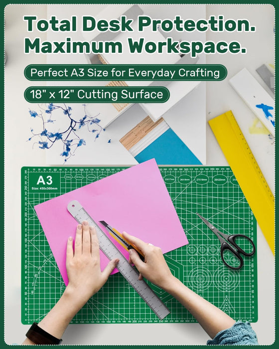 Self Healing Cutting Mat, 11" x 17", Double-Sided Rotary Cutting Mat for Sewing, Quilting, Scrapbooking & Craft, Craft C