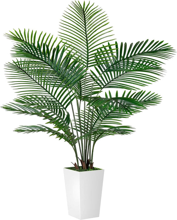Palm Tree 6FT Artificial, 72in Tall Faux Palm Tree with 15.7 White Planter, Fake Potted Tree for Indoor & Outdoor Home O