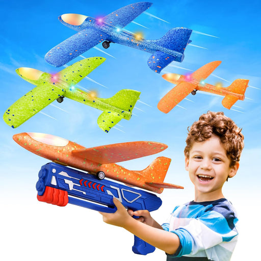3 Pack Airplane Launcher Toys, 13.2'' LED Foam Glider
