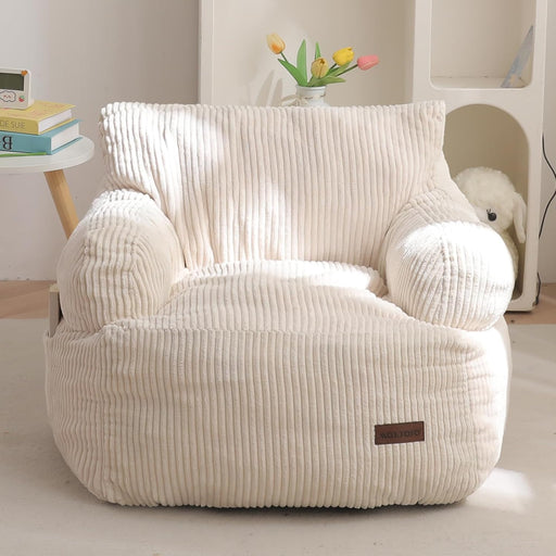 Kids Bean Bag Chair, Stuffed Bean Bag Sofa, Beige, Standard