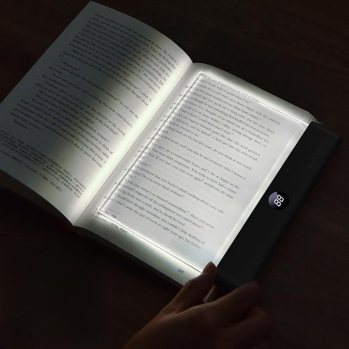 Book Light, Rechargeable Clear LED Flat Book Lights for Reading in Bed at Night with Dimmable 3 Colors & Timer, Full Pag
