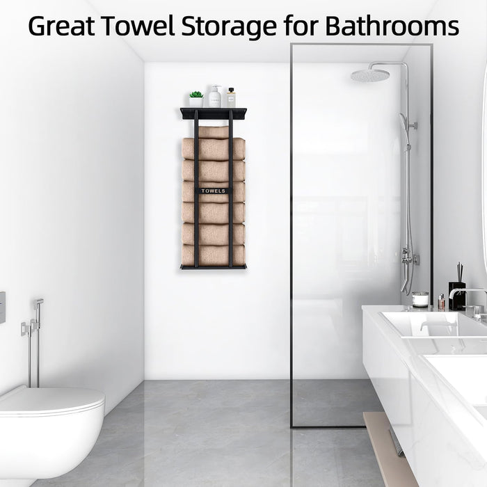 Towel Racks for Bathroom, Bathroom Towel Storage Wall Mounted 30 inch with Shelf Can Holds 6 Large Towels, Wall Towel Ra
