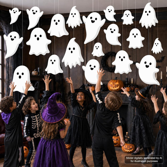 20Pcs Large Halloween Ghost Hanging Ornament Decor Ghost Party Banner