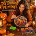 Autumn Harvest Pumpkin Diamond Art Hanging Ornament Kit, Halloween Diamond Art Hanging Kits, DIY Diamond Art Hanging Sign, Acrylic Diamond Painting Window Hanging Decor for Home, Garden,Porch,Mantel