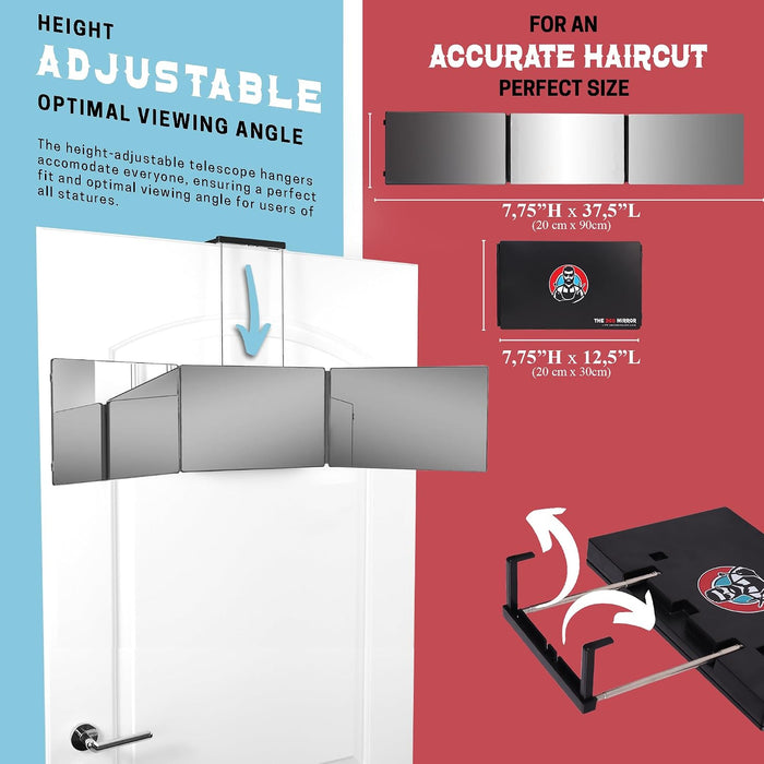 The 360 Mirror Trifold Barber 3 Way Mirror for Self Hair Cutting System