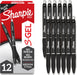 S-Gel Gel Pens, Black Barrel, Medium Point (0.7mm), Black Gel Ink, 12 Count - Home, Office, School, Journaling, Writing, Note-Taking, Teacher Supplies