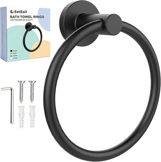 Towel Holder for Bathroom Wall Matte Black Towel Ring