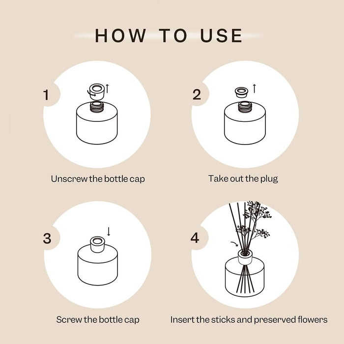 Premium Reed Diffuser Set with Preserved Baby's Breath & Cotton Stick Lavender Thyme | 6.76 Fl.oz Scent Diffuser for Bedroom Bathroom Home Décor