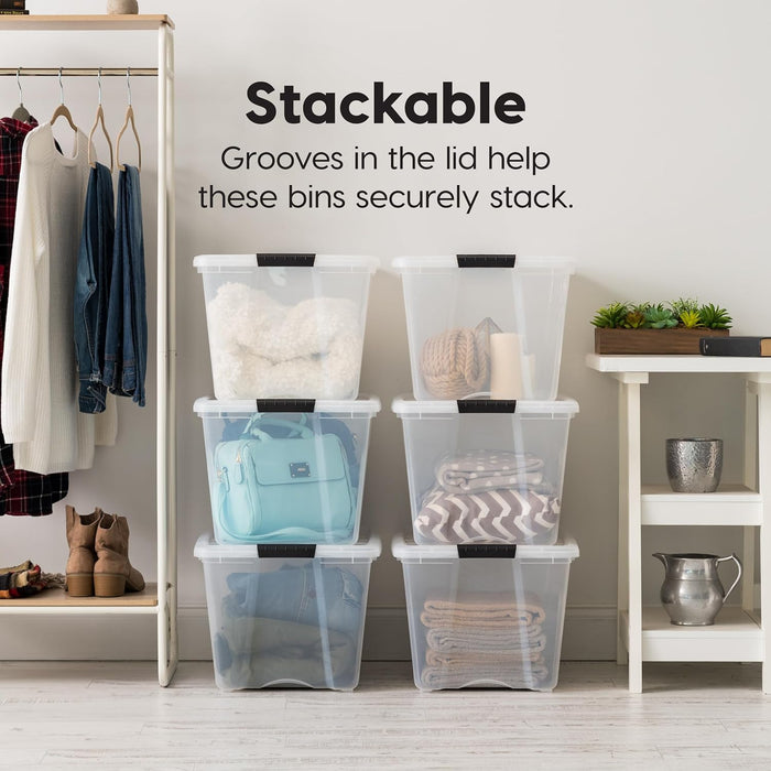 6-Pack 54 Quart Storage Bins with Lids, Clear