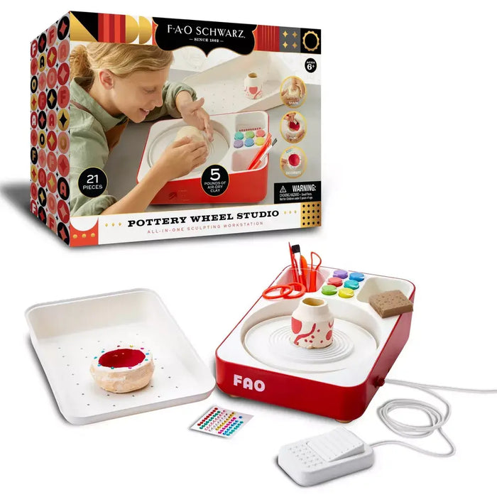 FAO Schwarz Pottery Wheel Studio All-In-One Sculpting Workstation, Clay Sculpting Tools, DIY Pottery Handicraft Art Supplies for Arts and Crafts Enthusiasts
