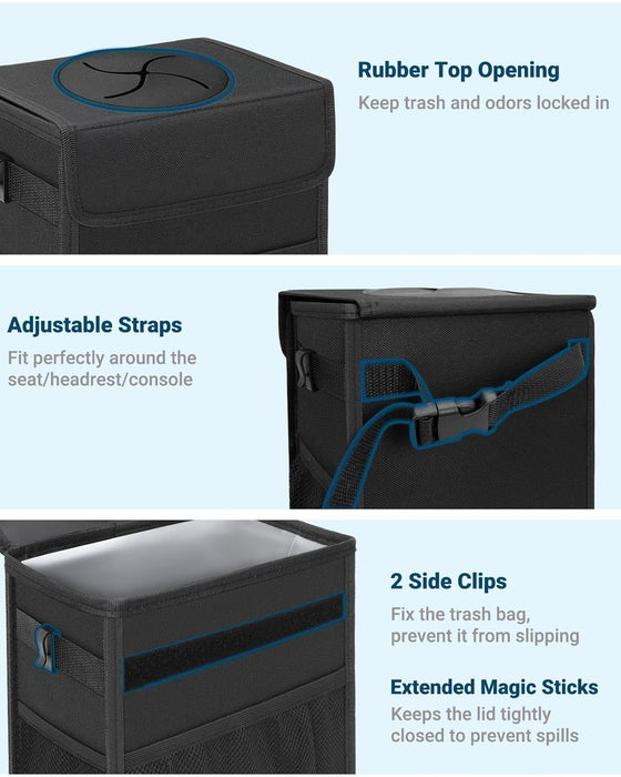 Car Trash Can with Lid, Leakproof Car Garbage Can Car Trash Bag