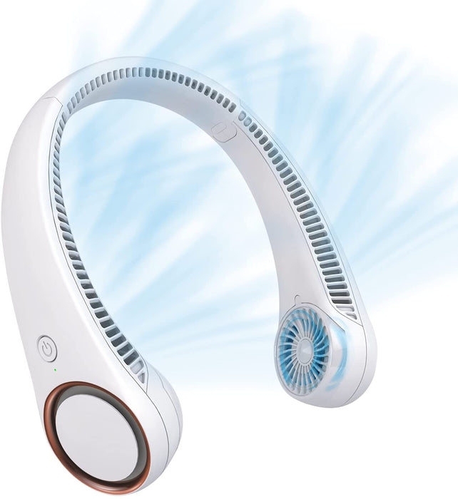 Neck Fan: Portable Personal Neck Cooling Rechargeable Bladeless Fan - Hands Free 3 Speed 4000 mAh Battery USB Operated W