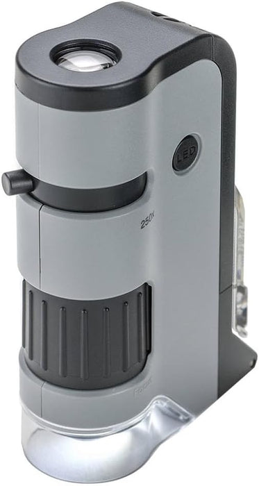 MicroFlip 100x-250x, LED UV Pocket Microscope with Smartphone Clip, STEM Education (MP-250)