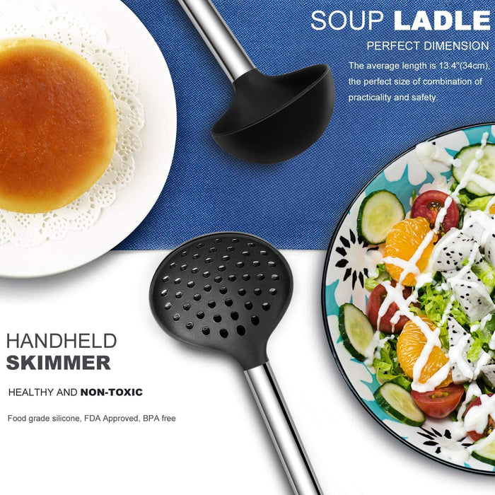 Kitchen Utensil Set-Silicone Cooking Utensils-33 Kitchen Gadgets & Spoons for Nonstick Cookware-Silicone and Stainless S