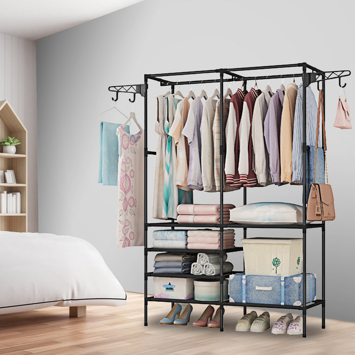 Freestanding Metal Garment and Shoe Rack