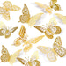 3D Butterfly Wall Decor 48 Pcs Gold Butterfly Birthday Decorations