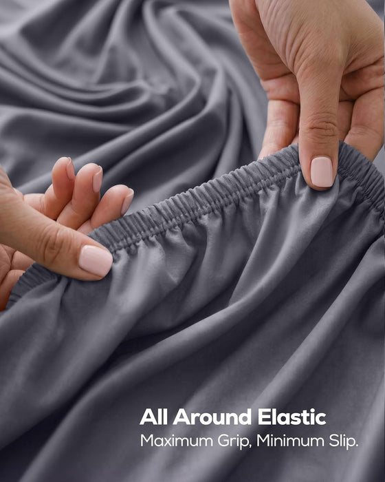 King Fitted Sheet, Ultra Soft Fits Up to 15 Inch Deep Pocket, Grey