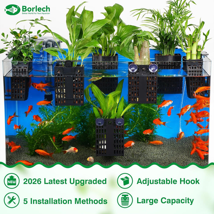 2026 Latest Upgraded Aquarium Plant Holder Adjustable Height with Extendable Hook and Suction Cup for Fish Tank Aquaponic Plant Cultivation and Aquascape Accessories Decorations (2 Pack)