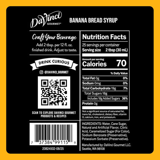 Banana Bread Syrup, 25.4 Fluid Ounces (Pack of 1)