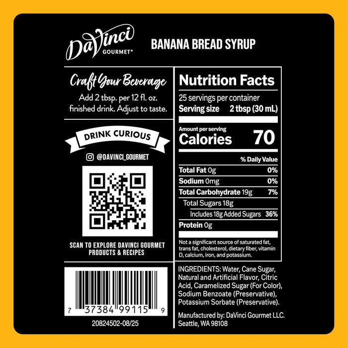 Banana Bread Syrup, 25.4 Fluid Ounces (Pack of 1)