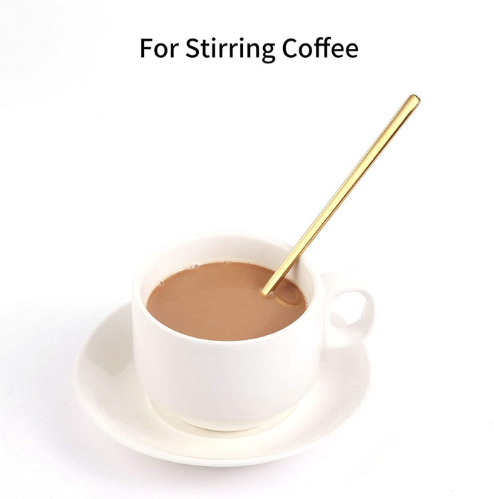 4 PCS 6.7 Inches Coffee Spoons, Stirring Spoons, Tea Spoons Long Handle, Teaspoons, Gold Spoons, Ice Tea Spoons, Long Spoons for Stirring, Espresso Spoons Stainless Steel