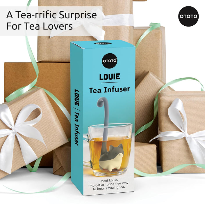 Louie Cat Tea Infuser - Cats Loose Leaf Steeper & Diffuser, Tea Strainer Accessories, Cute Gifts for Cat Lovers, White Elephant Gifts, Cute Kitchen Accessories