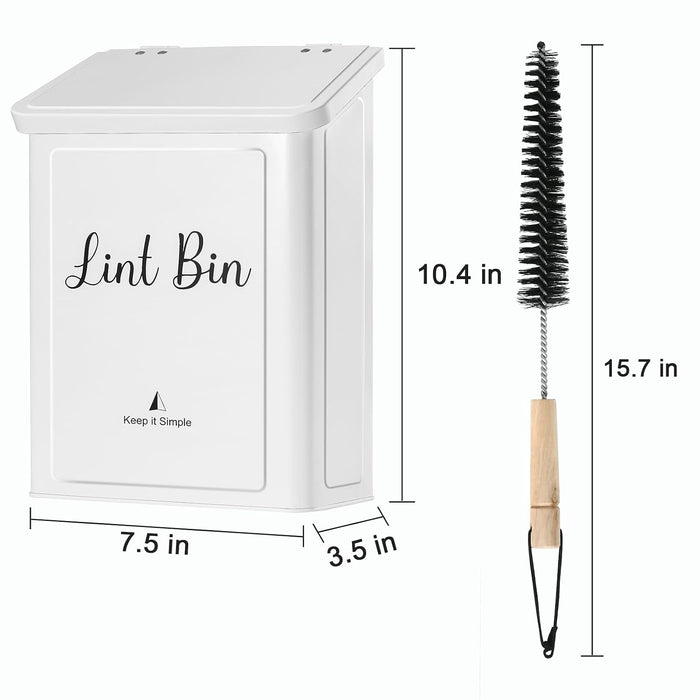 Magnetic Lint Bin for Laundry Room Organization and Storage,White