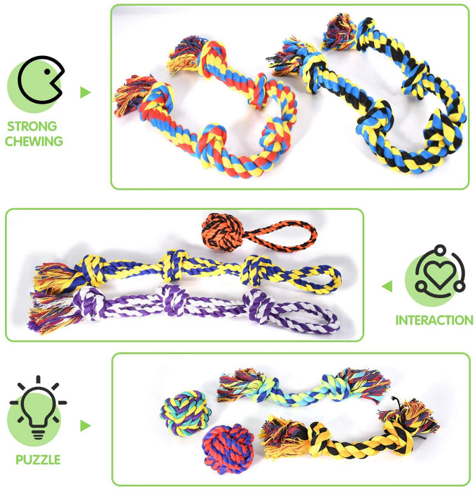 Large Tough Chew Toys for Aggressive Chewers, 9 Pack Dog Rope Toys