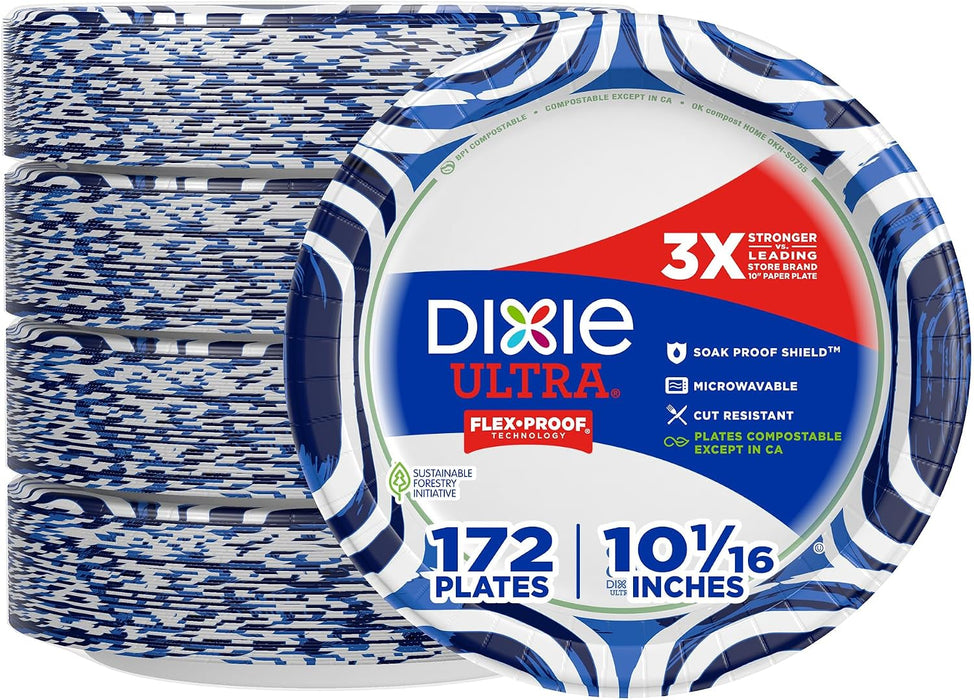 Large Paper Plates, 10 Inch, Heavy Duty Disposable Plates
