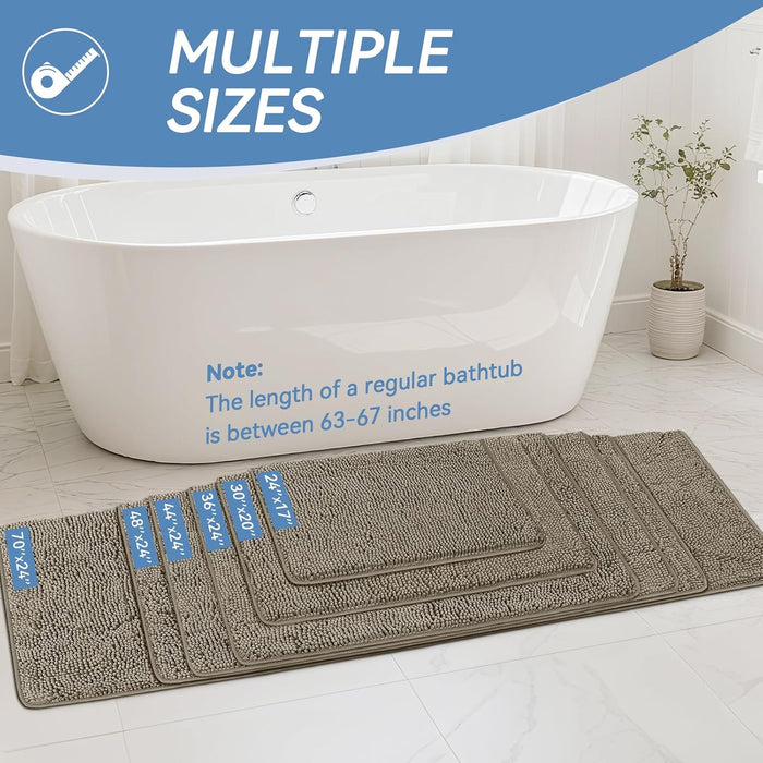 Small Bath Rug Mat,24x17 Chenille High Absorbent Latte Bathroom Mats