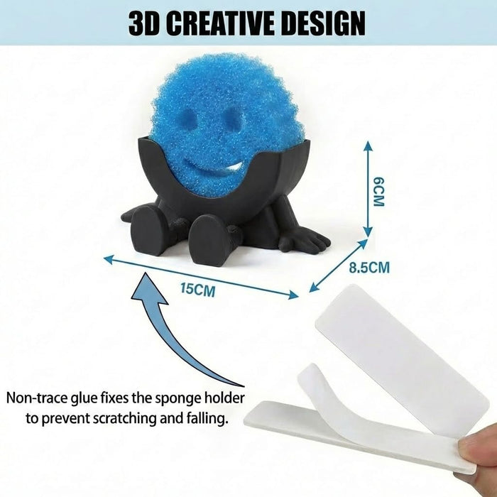 Creative Drainage Sponge Holder: Traceless Glue, 3D Printed Funny Kitchen Sink Holder, Keeps Sponge Dry – for Scrub Dadd