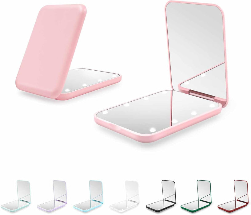 Compact Mirror with Light, 1X/3X Magnification LED Pocket Mirror for Women