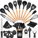 39 PCS Kitchen Utensils Set, Silicone Cooking Utensil Sets with Wooden Handle, 446°F Heat Resistant Food Grade Spatula Set, BPA Free Kitchen Gadgets Tools Set & Spoons for Nonstick Cookware