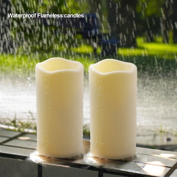 2PACK Outdoor Plastic flameless Candles with Remote Control and Timer