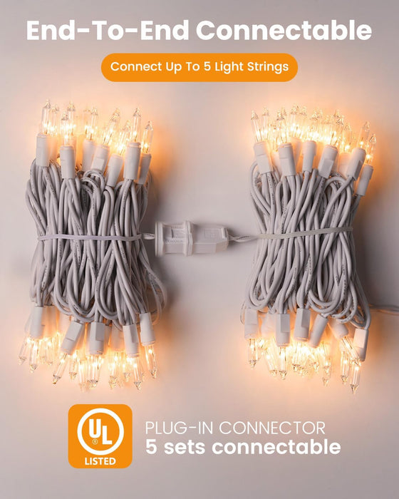 Clear Christmas String Lights 100 Count 20 Feet Incandescent Bulb