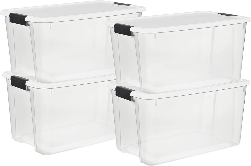 Ultra Latch Box with Lids for Home and Office, 70 Quart, 4-Pack