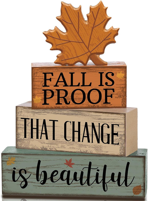 4 Pcs Fall Decoration For Home Wooden Maple Leaf Stacked Decor