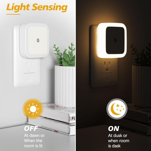 Night Light, Night Lights Plug into Wall 4-Pack, Nightlight Plug in Night Lights, Dusk to Dawn Night Lamp Led Night Light for Bedroom, Bathroom, Hallway Warm White
