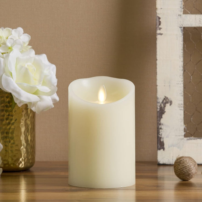 Flameless LED Battery Operated Ivory Pillar Candle, Flickering Realistic Moving Flame, 3" x 4.5" Luminous Real Wax Indoor Home Decor Pack of 1