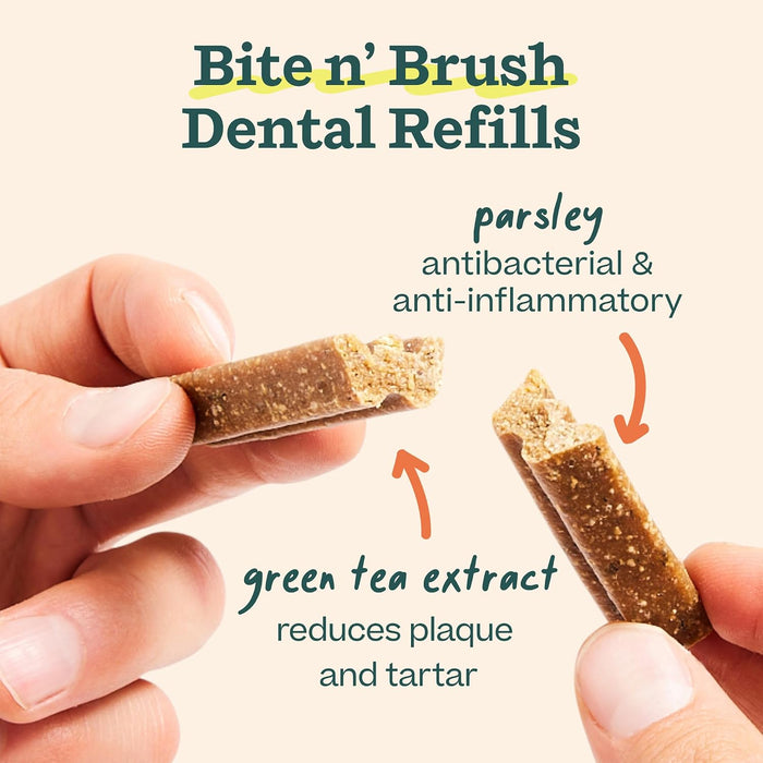 Bite n' Brush Dog Dental Stick Refills for Chew Toy, Chicken, 18 Count