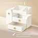 Makeup Organizer Countertop with Drawers, Vanity Organizers with Brush Holder, Bathroom Counter Organizer for Perfume, Nail Polishes, Lipsticks, Skincare and Eyeshadow Palettes, White